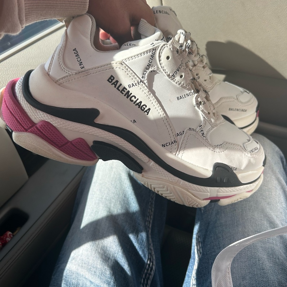 Balenciaga White and Pink Chunky Sneakers